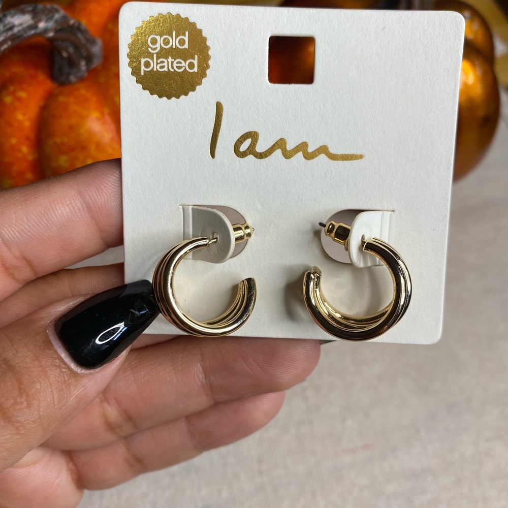 I Am Gold Plated Earrings Hoops - Picture 5 of 5